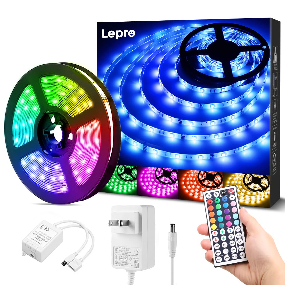 Amazon.co.jp: Lepro LEDテープライト 防水 RGB 5m 150連 SMD5050 DIY